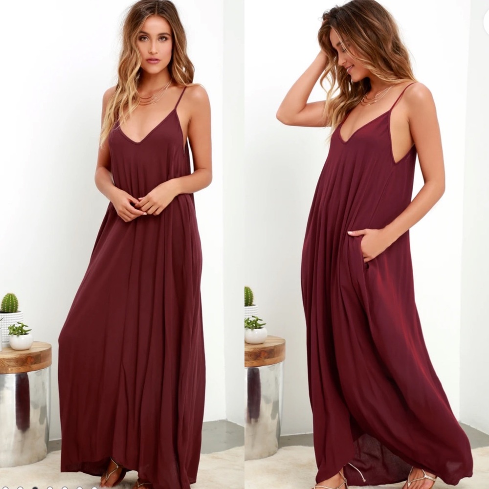 Lulu’s Yours Tule Burgundy Maxi Dress Size M/L